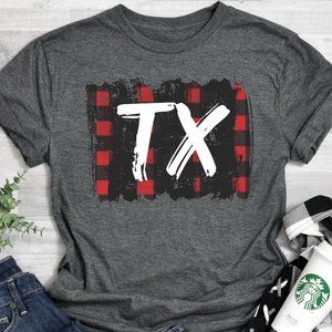 Buffalo Plaid TX Texas Bella Canvas Super Soft Tshirt XS-XL